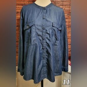 a.n.a. Dark Wash Denim Shirt
